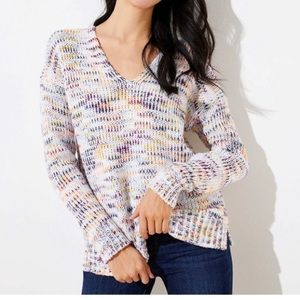 LOFT Spacedye Double V Sweater - Small